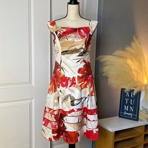 Badgley Mischka Dresses | Size 8 Red Brown Abstract Full Circle Bottom
